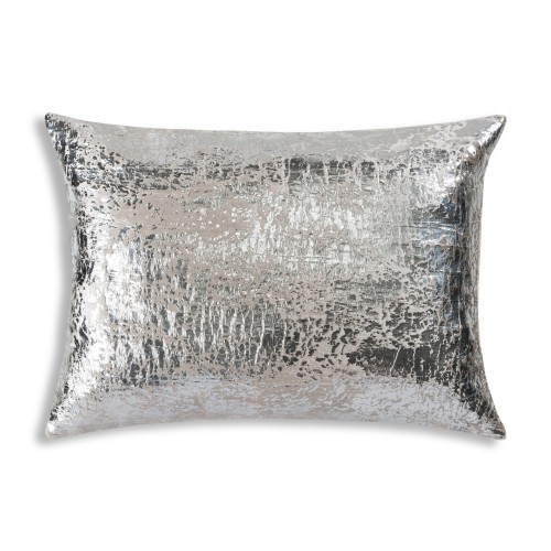 Prato - Beige velvet pillow with silver metallic foil