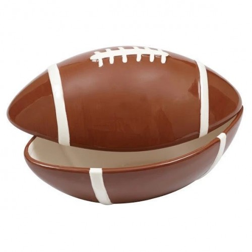 Football Ceramic Large Bowl with Lid  Set of 2