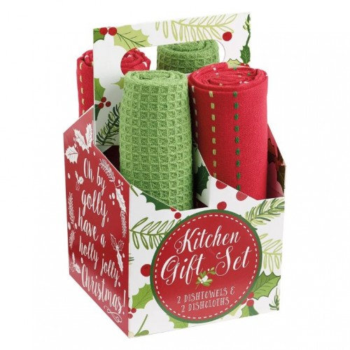 Boughs of Holly Kitchen Gift Set Of 2