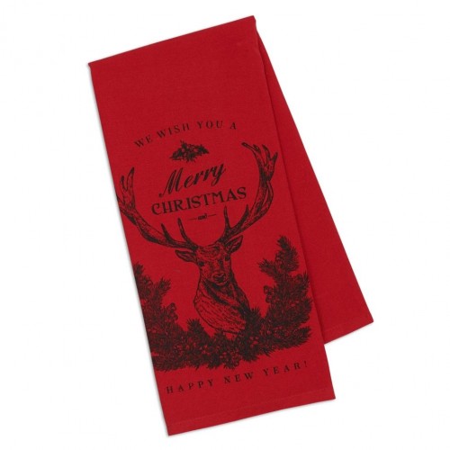 Christmas Stag Printed Dishtowel Set Of 6
