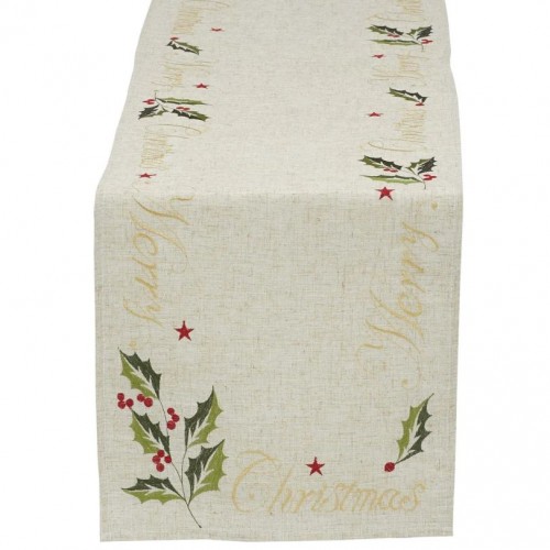 "Merry Christmas" Embroidered Table Runner - 14 x 70"