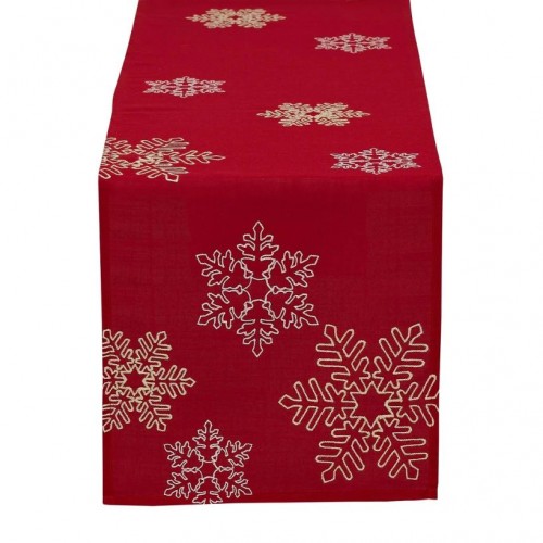 Shimmering Snowflakes Leaves Embroidered Table Runner