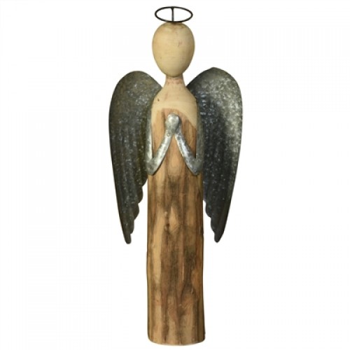 Angel at Prayer, Wood & Metal - Lrg