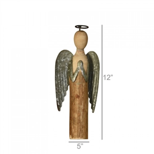 Angel at Prayer, Wood & Metal - Sm