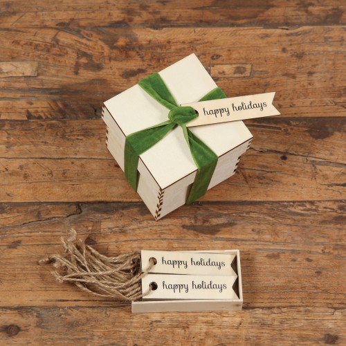 Gift Wood Hangtag - Box of  48 - Happy Holidays