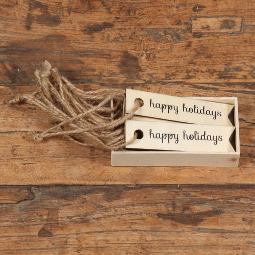Gift Wood Hangtag - Box of  48 - Happy Holidays