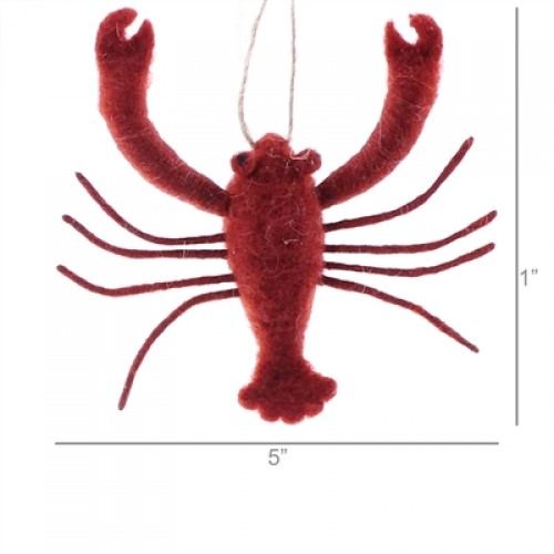 Lobster Ornament, Felt - Red - Red Set of 2