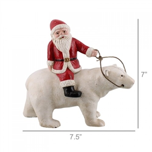 Polar Bear With Santa, Cast Iron