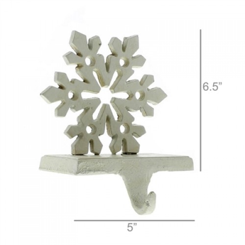 Snowflake Stocking Holder - Cast Iron - Antique White