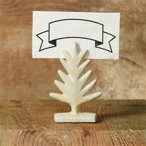 Tree Cast Iron Place Card Holder - White Set of 4