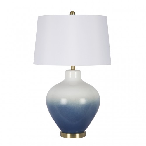Ceramic 30" Jug Table Lamp, White/Blue