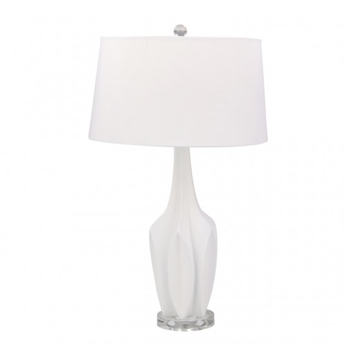 Resin 28" Multi-Faceted Table Lamp, White