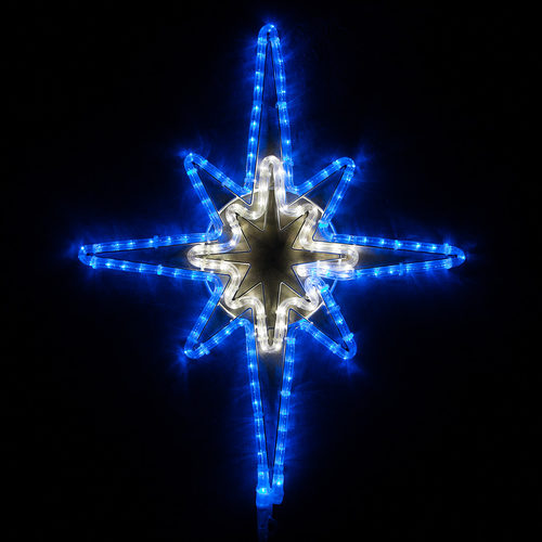 Blue and Cool White Bethlehem Star with Star Center