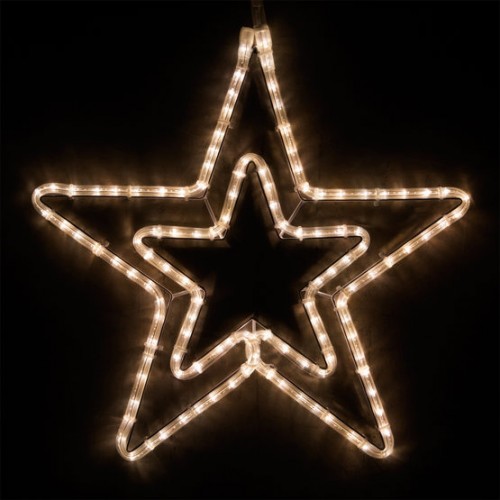 Double 5 Point Star, Warm White Lights