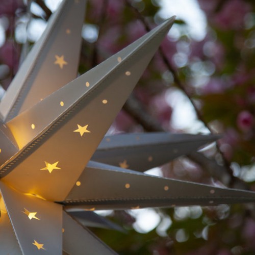 Silver Aurora Superstar TM Folding Star Light, Fold-Flat, LED Lights, Outdoor Rated