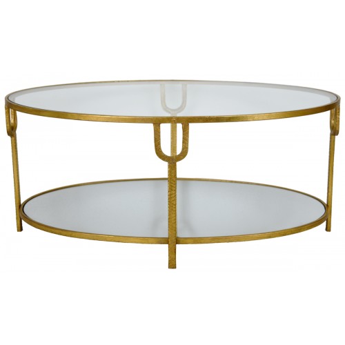 CT301 GOLD Oval Coffee Table With Two Shelves