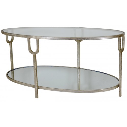 CT301 SILVER Oval Coffee Table With Two Shelves