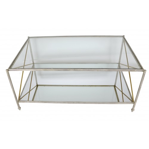 CT302 SILVER Rectangle Coffee Table With Two Shelves