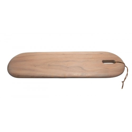 Acacia Wood Cutting Board w/ Leather Strap 31.5" x 9.45" - Lime Wash