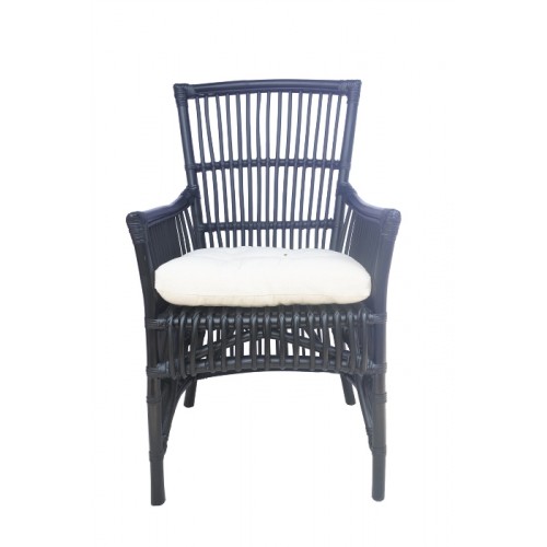 Rattan Belinda Chair w/ Cushion Black - Black