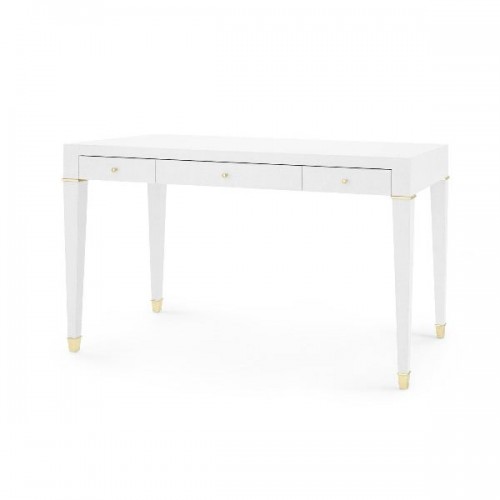 Claudette Desk, White & Brass