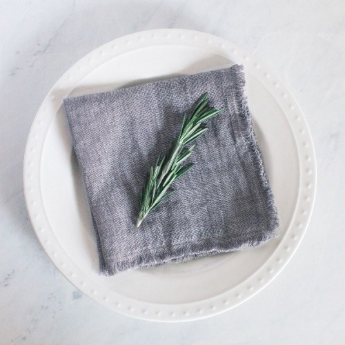 Stone Washed Linen Cocktail Napkin - Grey