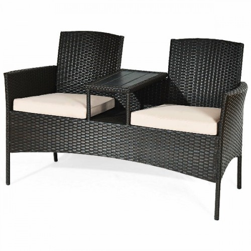 Patio Rattan Conversation Set with Table