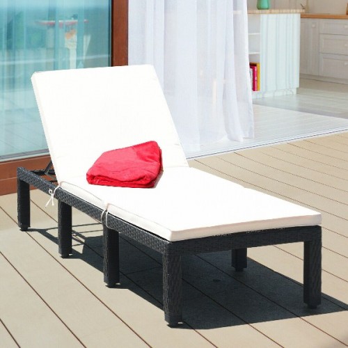 Patio Rattan Lounge Chair Chaise Couch Cushioned Height Adjustable