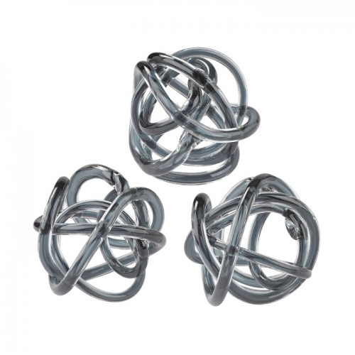 Grey Glass Knot - Set of 3