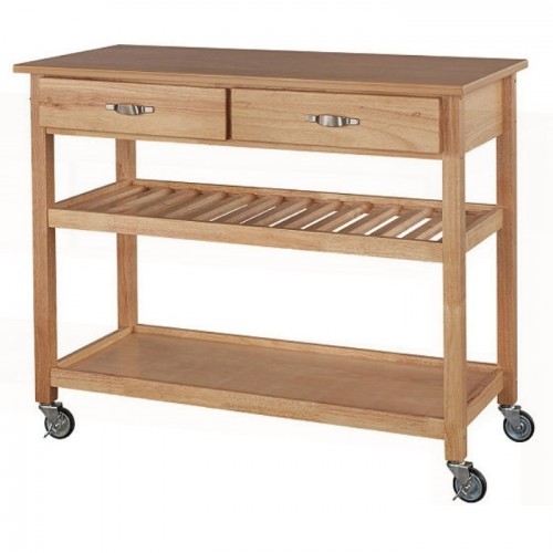 Solid Wood Kitchen Cart with Heavy Duty Casters